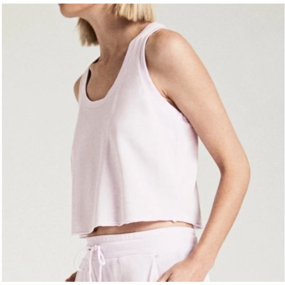 Lanston Crop Tank Top‎ French Terry Medium Lavender Athleisure Fitness Boho